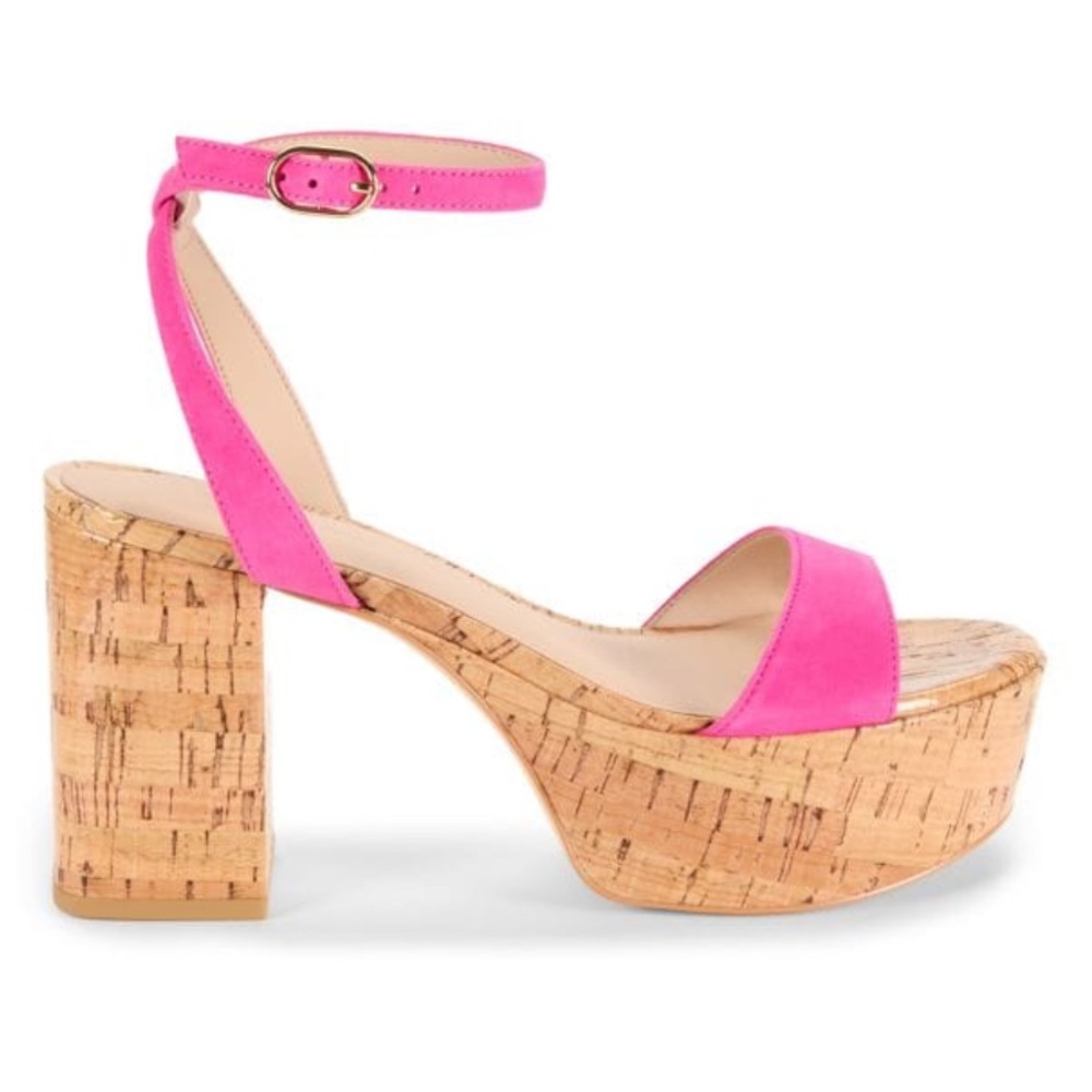 New STUART WEITZMAN Gala Suede Platform Flamingo Pink size 8.5 maybe fits sz 9